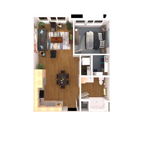 1 Bedroom, 1 Bath Floorplan B1